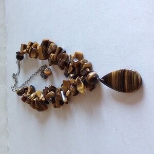 TIGER EYE  GENUINE POLISHED BEADS NECKLACE 19" LONG